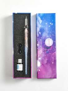 星空玻璃蘸水笔套装，商务礼品钢笔，适合学生书法和绘画、学校奖品、生日礼物