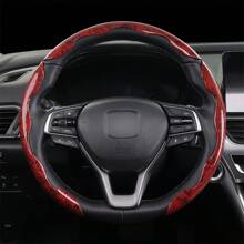 3pcs Woodgrain Snap-On Car Steering Wheel Cover Without Inner Ring, Universal
