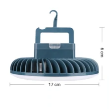 Portable Rechargeable Camping Fan With LED - 藍色 - 查看 3