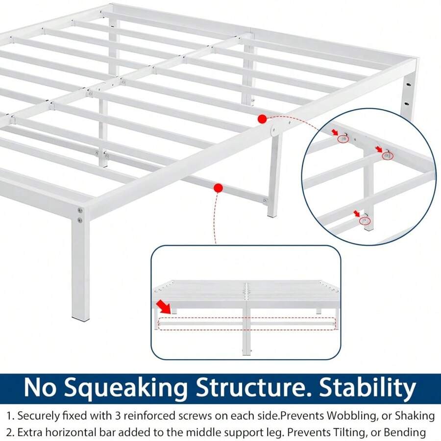 14 Inch Queen Bed Frame With Storage Heavy Duty Tall Metal Platform Bed