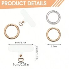 2/6PCS/Set Gold Silver Colors Phone Strap Patch With Metal Spring Rings, Universal Mobile Phone String Label Phone Strap Connector Multi-Purpose Phone Strap Patch, Suitable For Most Phone Cases - Multicolor - View 4