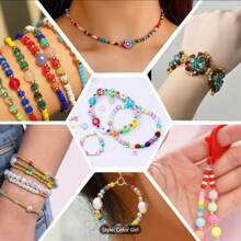 2000 件/盒彩色星形、心形和圆形珠子首饰制作套件