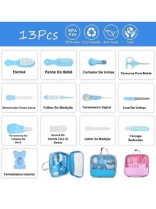 Essential Baby Care Kit For Newborns-Complete Set Nail Hair And Health - Azul - Ver 8