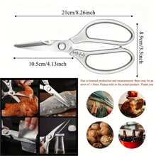 Kéo nhà bếp chuyên nghiệp bằng thép không gỉ 8,5 inch có tay cầm bằng nhôm - Hoàn hảo để cắt xương gà và nhiều thứ khác, - Bạc - Xem 2