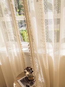 LOSPRING 2 Panels Bohemian Sheer Curtains French Romantic Pastoral Crochet Thread Weaving Lace Curtains For Living Room