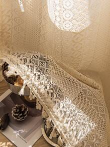 LOSPRING 2 Panels Bohemian Sheer Curtains French Romantic Pastoral Crochet Thread Weaving Lace Curtains For Living Room