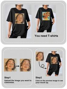 Custom Pixelated Design Printed On The Front Of Women's Loose Crew Neck Short Sleeve T-Shirt - Black - View 4