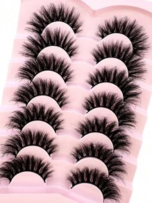 New 7Pairs Makeup Mink Lashes 5D Fluffy Soft Full Fake Eyelashes Thick False Eyelashes Wispy Lash Extension Natural 3D Cat Eye Mink Lashes - Black - View 6