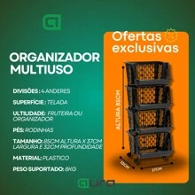 Multipurpose Organizer Basket With Wheels Plastic 4 Layers Stackable Display Shelf - 黑色 - 查看 2
