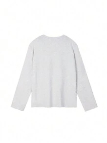 Women's Round Neck Solid Color Casual Versatile Loose Fit Long Sleeve T-Shirt Top, Autumn/Winter