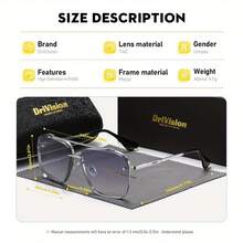 Drivision 男女款复古全框渐变户外时尚眼镜沙滩配件眼镜遮阳镜 - 金灰色 - 查看 2
