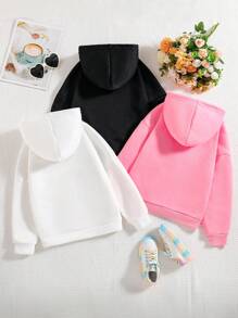 3pcs/Set Young Girl Cartoon Printed Warm Hoodies - Multicolor - View 2