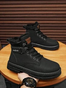 Stivali da neve invernali 2024 da uomo taglia oversize, con fondo spesso e imbottitura calda in pile, scarpe sportive versatili alte, stivali casual in pelle da uomo per cavalcare, comodi e antiscivolo