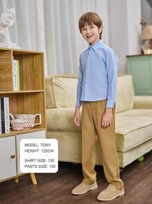 Tween Boy Blue Shirt, Classic Formal Wear For School Start, Graduation Season, Performances, Parties, Holidays