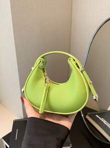 1 pièce Mini sac à main enrobé unicolore, poignée en forme de croissant ajustable pour enfants - B - Voir 15