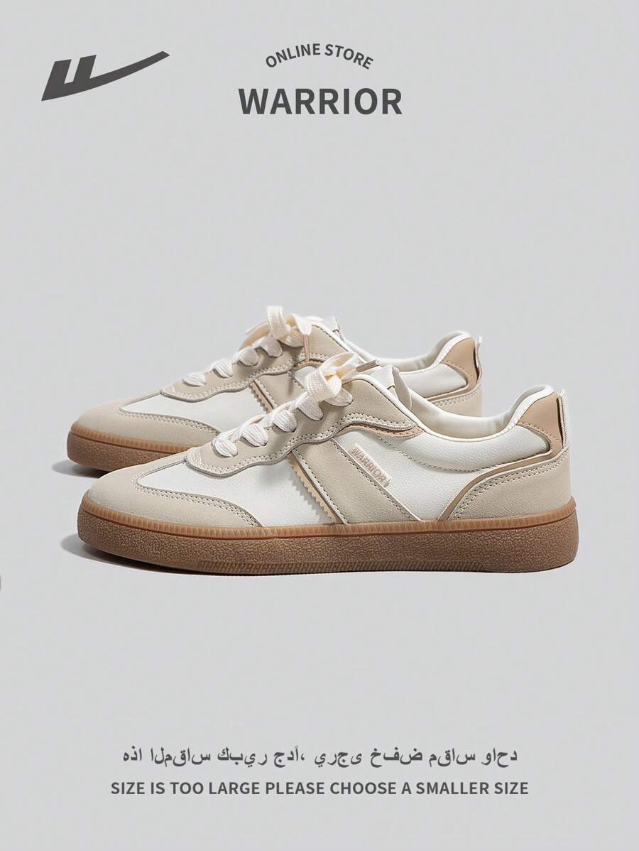 1 双女士厚底运动休闲运动鞋，防滑舒适训练鞋，复古系带低帮 2024 新款卡其色软底