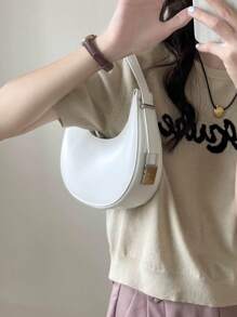 防水、輕巧、商務休閒簡約 Hobo 包，適合青少年女孩、女大學生、菜鳥和白領，非常適合辦公室、大學、工作、商務、通勤、戶外、旅行、郊遊 - 白色 - 查看 5