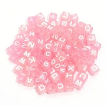 100pcs/Pack Acrylic Square Letter Beads With Big Hole For Jewelry Making, 7mm Colorful Cute Mixed Letters - 100 Pieces/pack - View 8