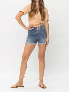 Judy Blue High Waist Shorts - 藍色 - 查看 3
