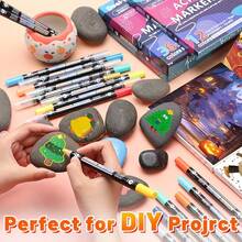 12/24 色双头丙烯画笔套装，适用于岩石、帆布、木材等 - 非常适合 DIY 工艺品和专业艺术项目 - 完美的圣诞礼物 - double-ended - 查看 3
