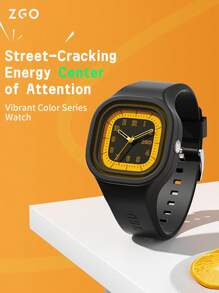 Đồng hồ thạch anh vuông chống nước dạ quang ZGO 1PC Unisex dây đeo silicon. Thích hợp cho bé gái và học sinh. Đơn giản và thích hợp để đeo hàng ngày 8870 - trắng - Xem 4
