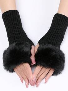 1双多色细纹短款毛线手套秋冬季毛线手套女款 - 彩色 - 查看 3