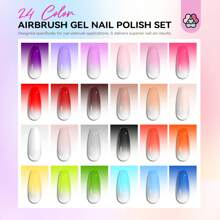 Saviland 24 Colors Airbrush Gel Nail Polish: Use With Airbrush For Gradients, Blush Nails, Layered Nail Art Without Thinning, Airbrush Paint Kit For Home, DIY, Salon And Party - 彩色 - 查看 2