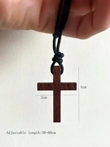 1 pièce Collier pendentif croix classique pour hommes, cordon tressé ciré réglable