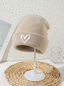 1 Pc Unisex Heart Embroidery Outdoor Sports Ski Casual Acrylic Knit Beanie, Suitable For Autumn/Winter - Multicolor - View 17