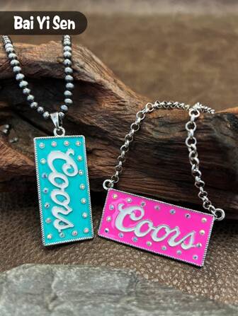 1 件复古西部牛仔风格多色吊坠项链，适合女士、男士、女孩、男孩、日常服装、派对、珠宝、送给家人、朋友、自己、万圣节、圣诞节的礼物