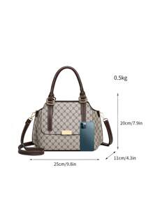 Fashion Large Capacity Tote Handbag, Floral Print Middle-Aged Women Shoulder Bag