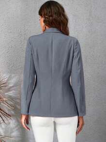 Women's Tailored Blazer Formal Jacket With Button Fashion Super Shipping!! - Dark Grey - View 2