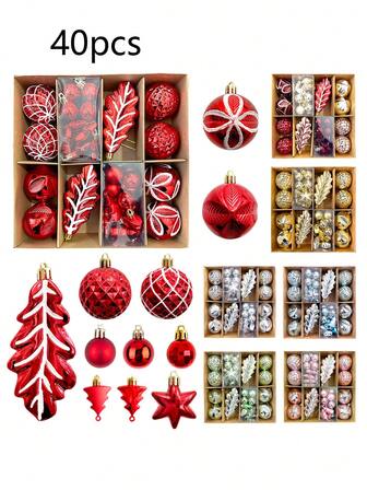 40pcs Christmas Party Ornament Balls, Hanging Decorative Balls, Plastic Balls, Christmas Ornament Balls, Christmas Hanging Balls, Painted Balls, Suitable For Christmas Tree Scene Decoration, Home Decor, Room Decor, Bedroom Decor, New Year Decoration, Holiday Party Decor, Christmas Party Supplies, Christmas Themed Holiday Hanging Decor, Party Favors, Christmas Gift Box Set Christmas Decorations Winter Christmas Decorations Home Christmas Gifts Christmas Decor