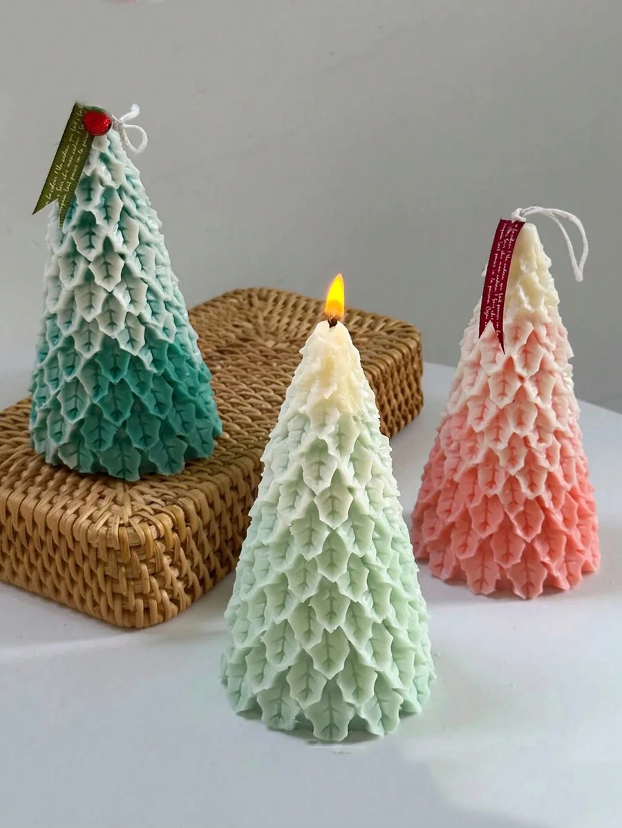 DIY 3D Christmas Tree Pine Ornament Silicone Molds Scented Candle Aromatherapy Gypsum Soap Resin Mould Crafts Gift Making Mold Home Decor