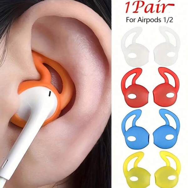 2pcs/Set Colorful Earphone Covers Compatible With Apple Airpods, Silicone Earphone Hooks Protector