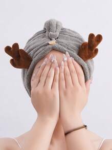 卡通刺繡髮巾 - 粉色 - 查看 1