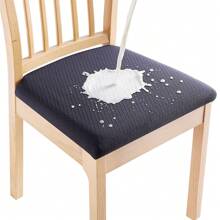 4pcs Waterproof Checked Damask Dining Chair Cover Removable Anti-Slip Chair Seat Cushion Cover For Kitchen