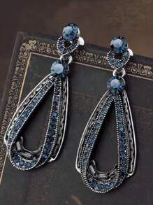 Vintage Large Waterdrop Crystal Dangle Earrings For Women, Fashionable Statement Jewelry