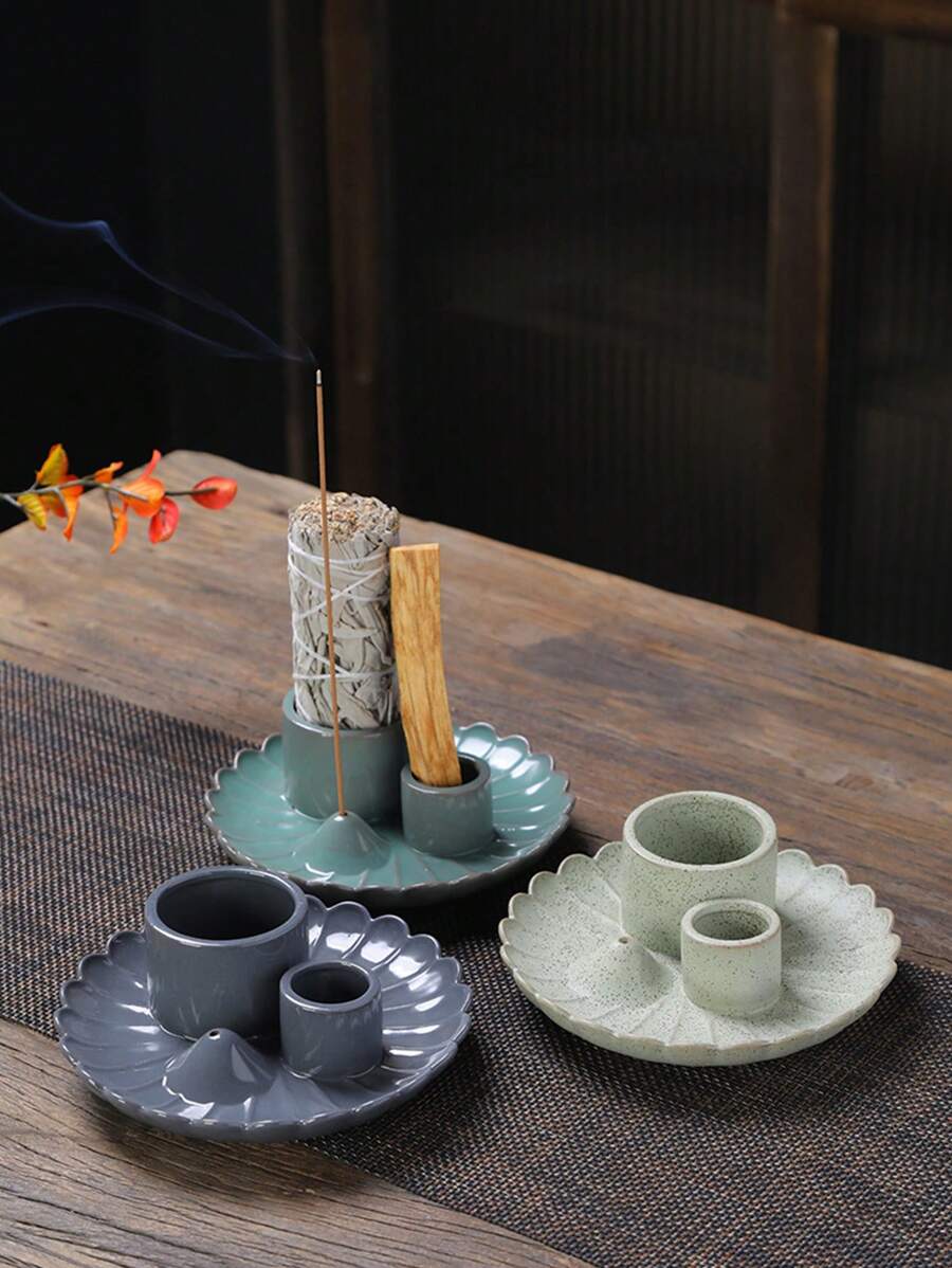 1 件陶瓷圣木香棒支架 4 合 1 香炉鼠尾草支架香座烟灰收集器托盘适用于冥想瑜伽室 - 1個 - 查看 1