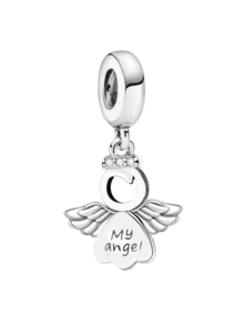 1颗时尚心形天使吊坠珠，适合女士手链、手镯DIY饰品制作和日常穿搭，是女孩的理想配饰。 - 銀色 - 查看 2