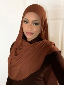 1 件柔软长袍配饰，透气轻便纯色莫代尔头巾，带配饰面纱衣服