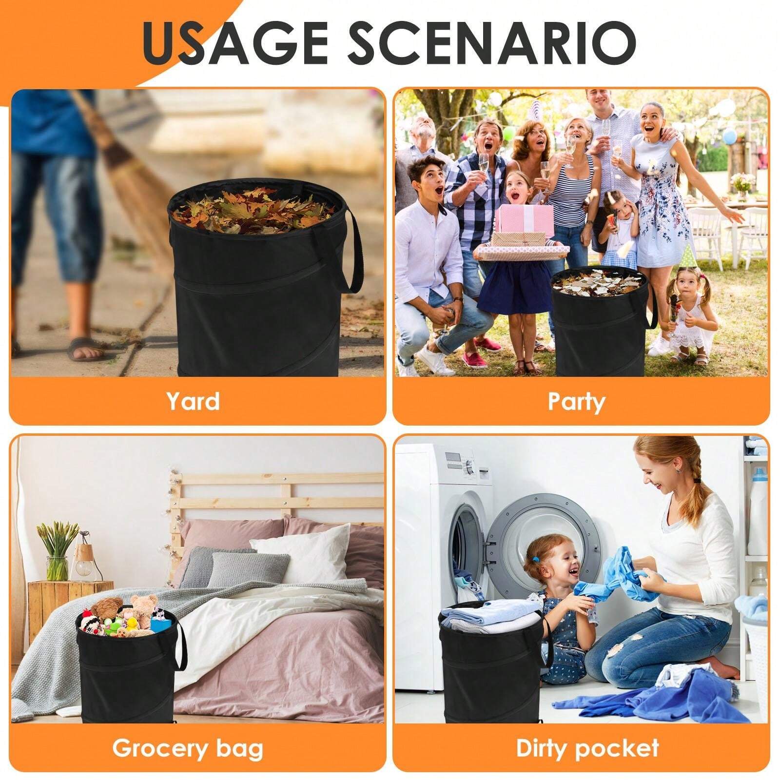 Leaf Waste Bag 10 Gallon Collapsible Garden Bag Large Capacity Pop Up