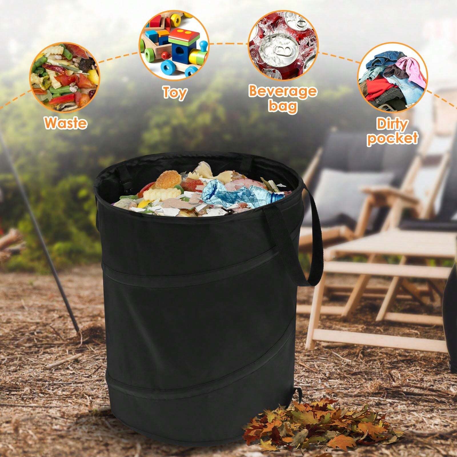 Leaf Waste Bag 10 Gallon Collapsible Garden Bag Large Capacity Pop Up