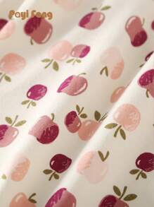 3pcs/Set New Apple Print Baby Girls Rompers Jumpsuits, Autumn/Winter