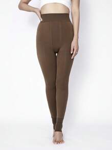 1 双女士多色厚实保暖内衬紧身裤、马镫打底裤，适合秋冬季 - 黑色 - 查看 16