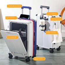 航空公司认可的随身行李箱，20 英寸硬壳带轮随身行李箱，旅行硬壳万向轮小型行李箱，带 TSA 锁，智能行李杯架和 USB 端口旅行行李箱，行李箱，旅行箱，随身行李袋和行李袋，适用于学校，学校配件，学校用品 - 黑色 - 查看 7