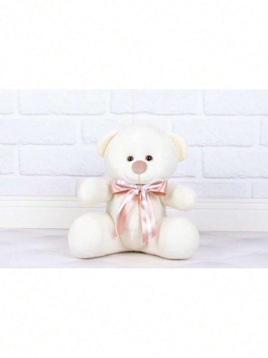 Classic Teddy Bear With Straw Plush 12 Cm - Ideal For Niches And Decorations - Màu hồng gỉ - Xem 1