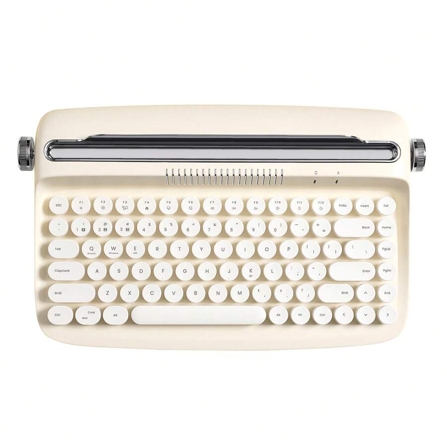 Yunzii Actto B303 Teclado Inalámbrico Para Máquina De Escribir, Teclado Estético Retro Bt Con Soporte Integrado Para Múltiples Dispositivos (b303, Mantequilla De Marfil) - Amarillo - Ver 1