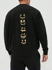 Men's Letter Print Oversized Crew Neck Loose Fit Sweatshirt
