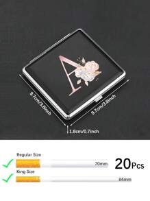 Mini Classic Personalized Cigarette Case - Ultra-Thin Flip Holder With Elastic Band,Pink Flower Letters A-Y, Durable Travel Accessories For Women, Perfect Holiday Gift For Halloween, Christmas, Thanksgiving Day, And More ﻿ - Black - View 3